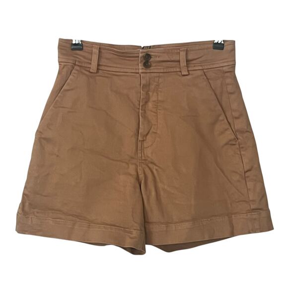 Everlane Shorts Size 2 Brown Distressed Cotton Twill Stretch High Rise Brown - Picture 1 of 6